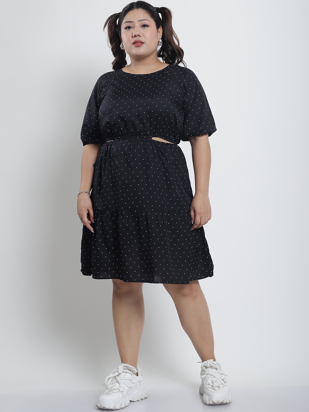 Summer Bliss Dress : WHITE SMALL POLKA Color
