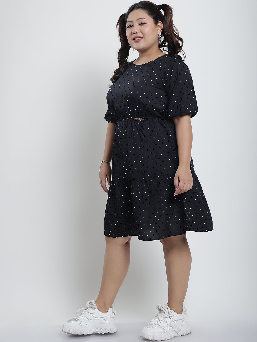 Summer Bliss Dress : WHITE SMALL POLKA Color