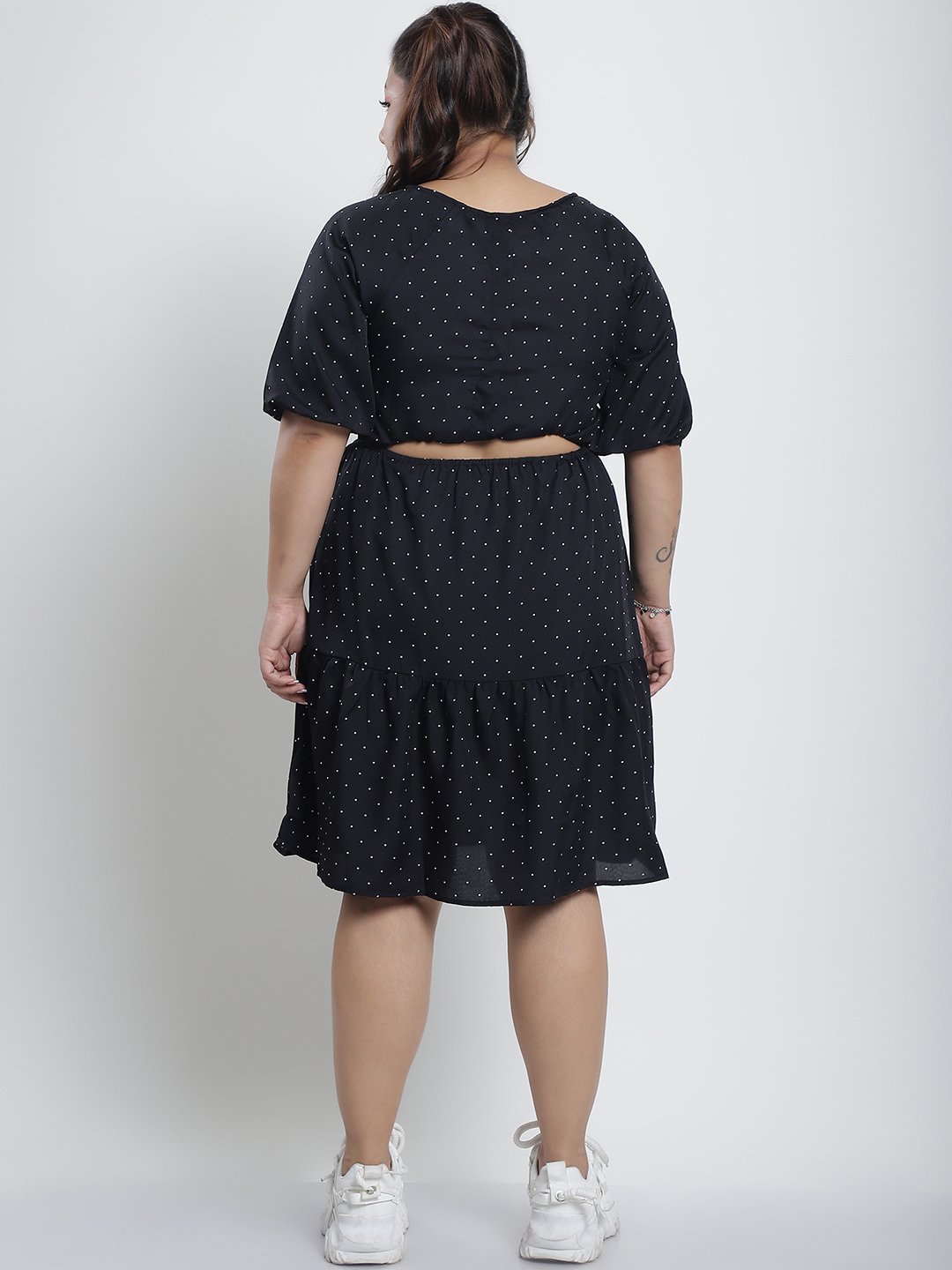 Summer Bliss Dress : WHITE SMALL POLKA Color