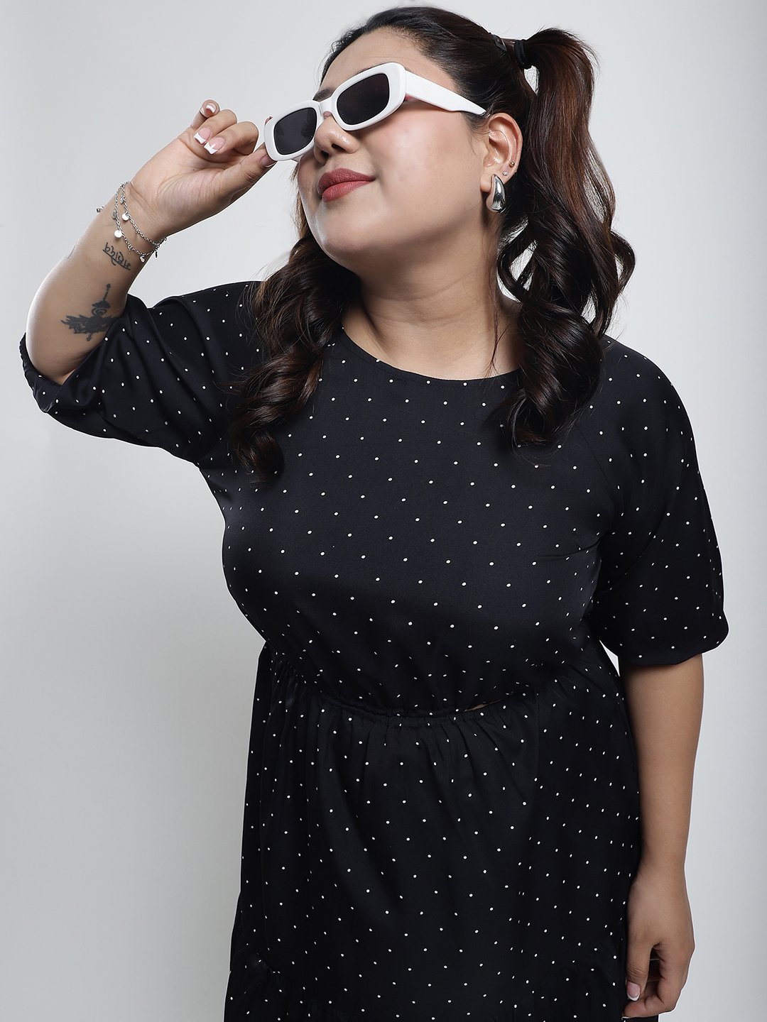 Summer Bliss Dress : WHITE SMALL POLKA Color