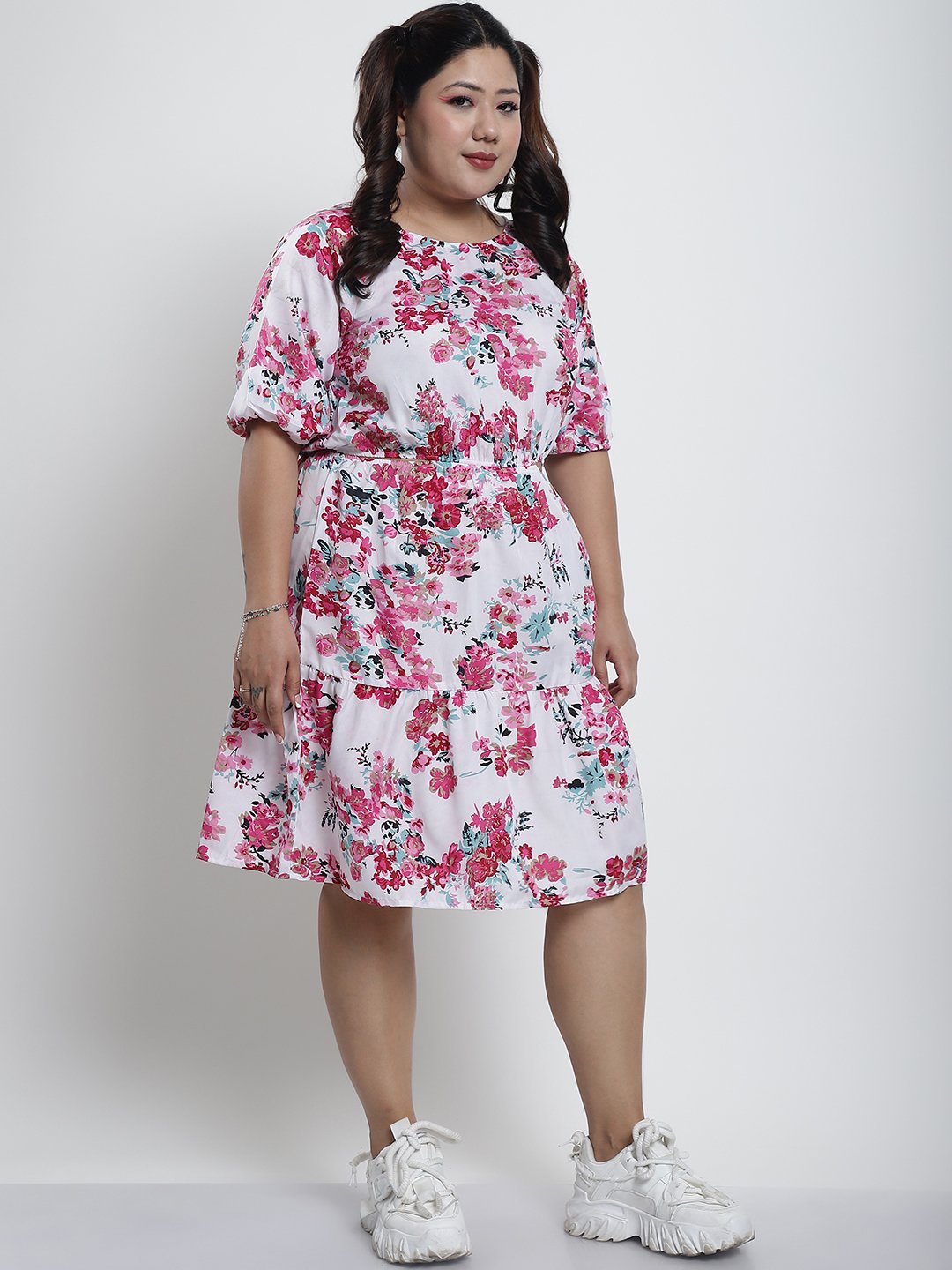 Summer Bliss Dress : WHITE FLORAL Color