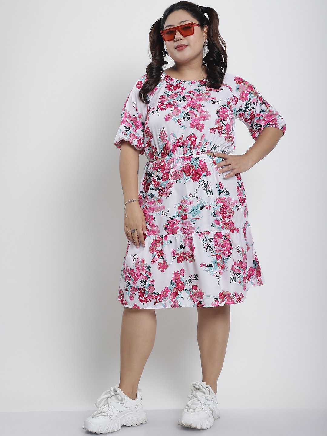 Summer Bliss Dress : WHITE FLORAL Color