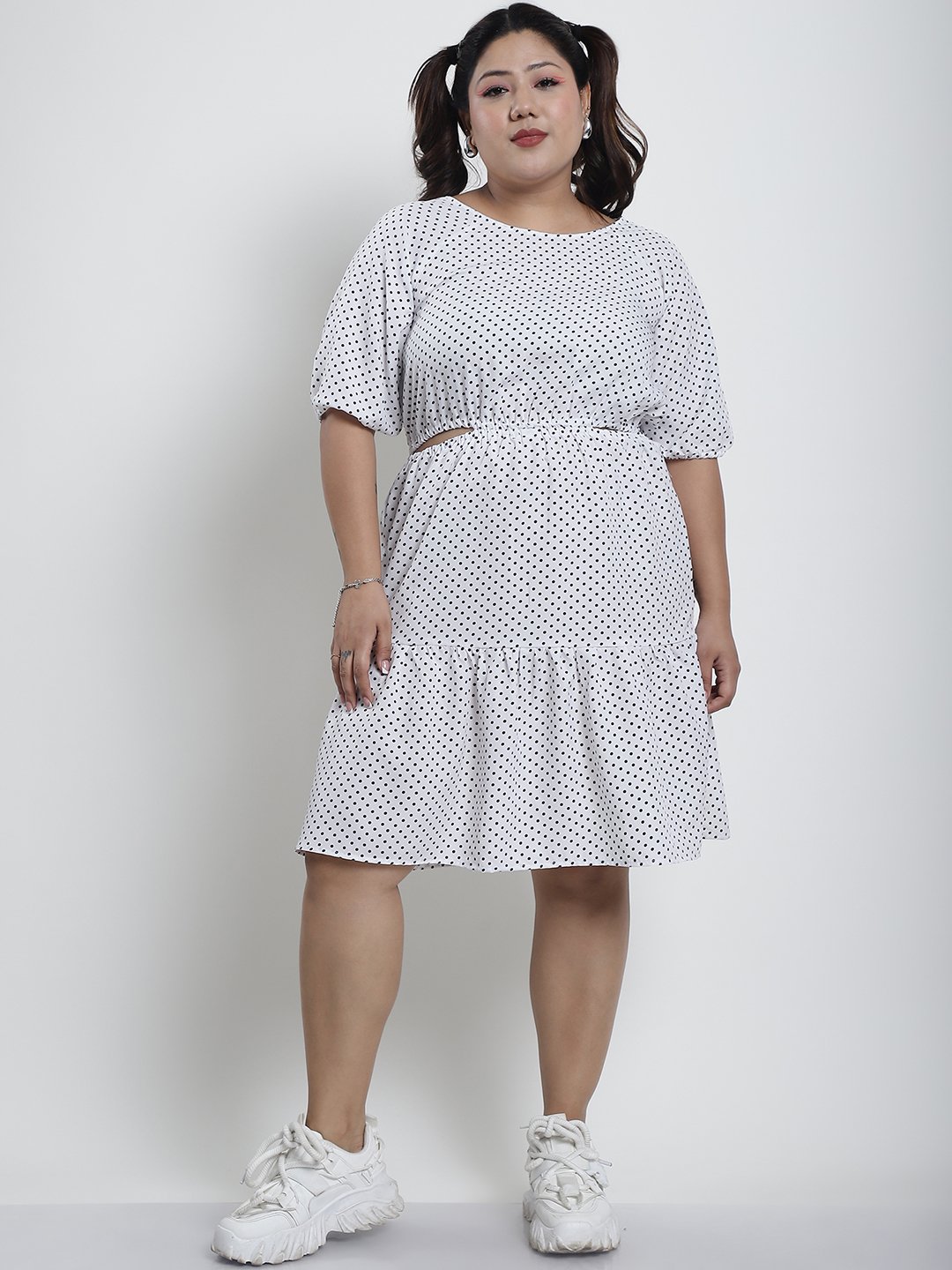 Summer Bliss Dress : BLACK SMALL POLKA Color