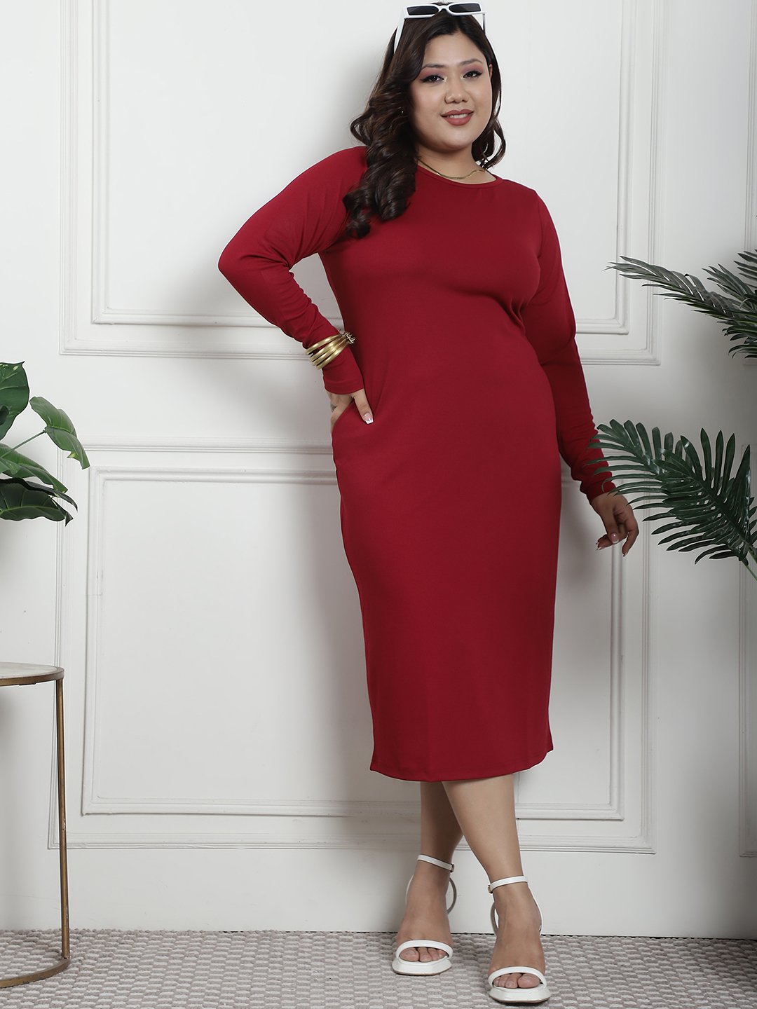 Comfort Dress : Maroon Color