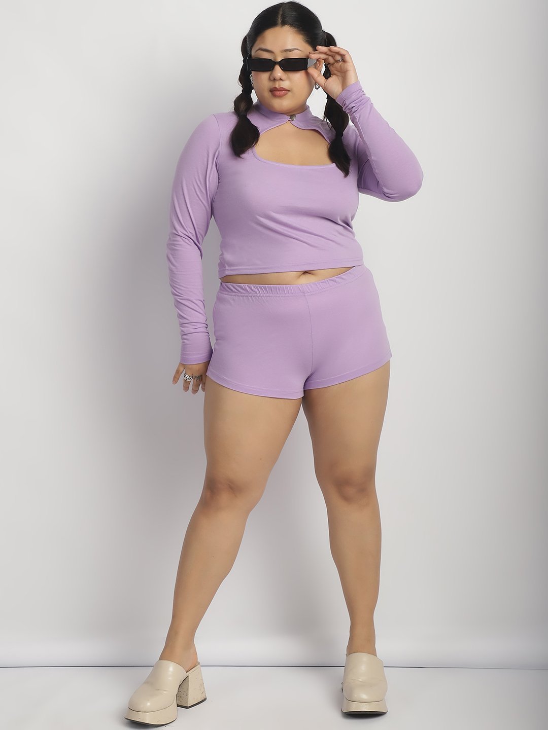 Cherry Pop Booty Shorts : Lilac Color