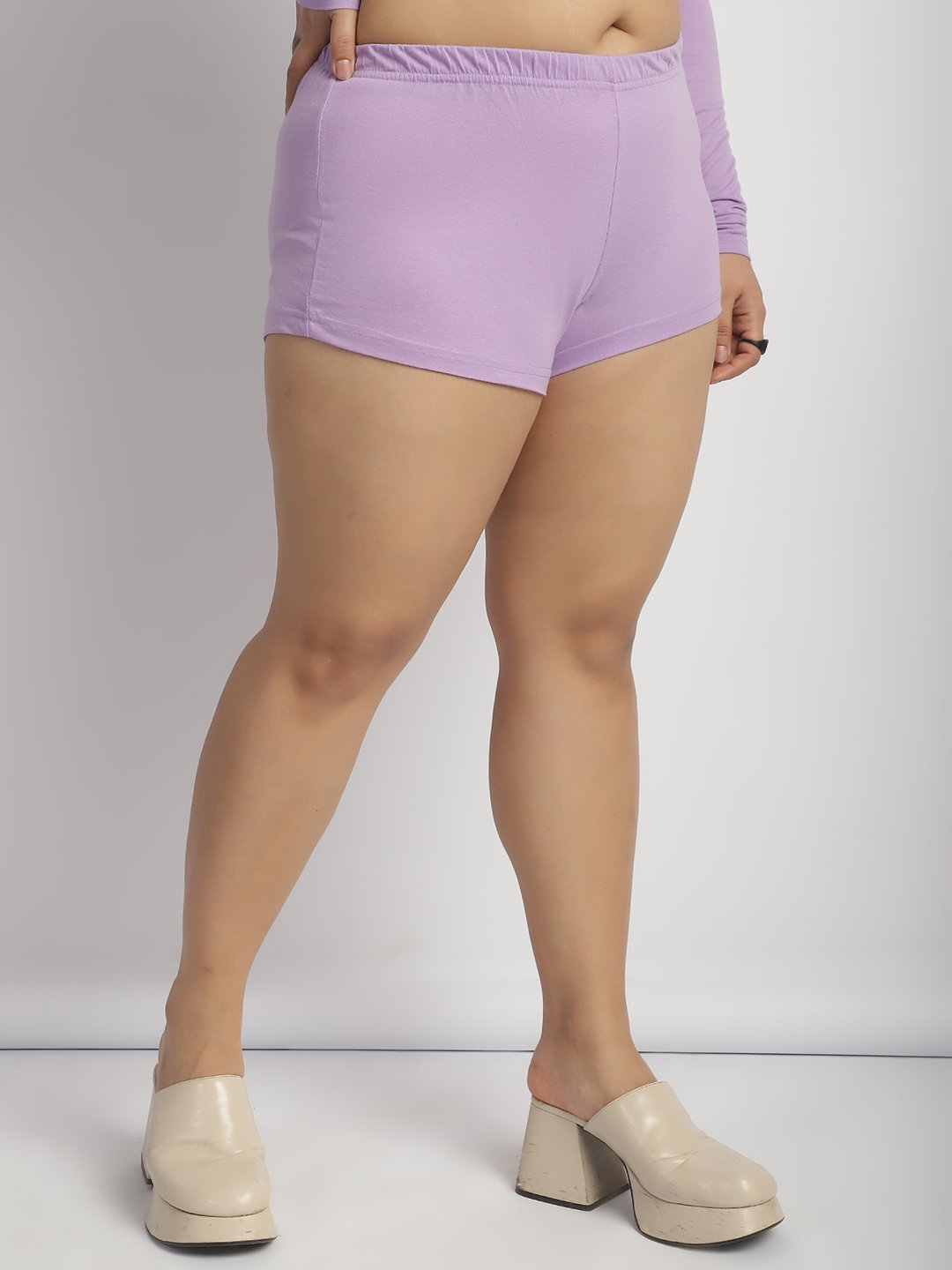 Cherry Pop Booty Shorts : Lilac Color