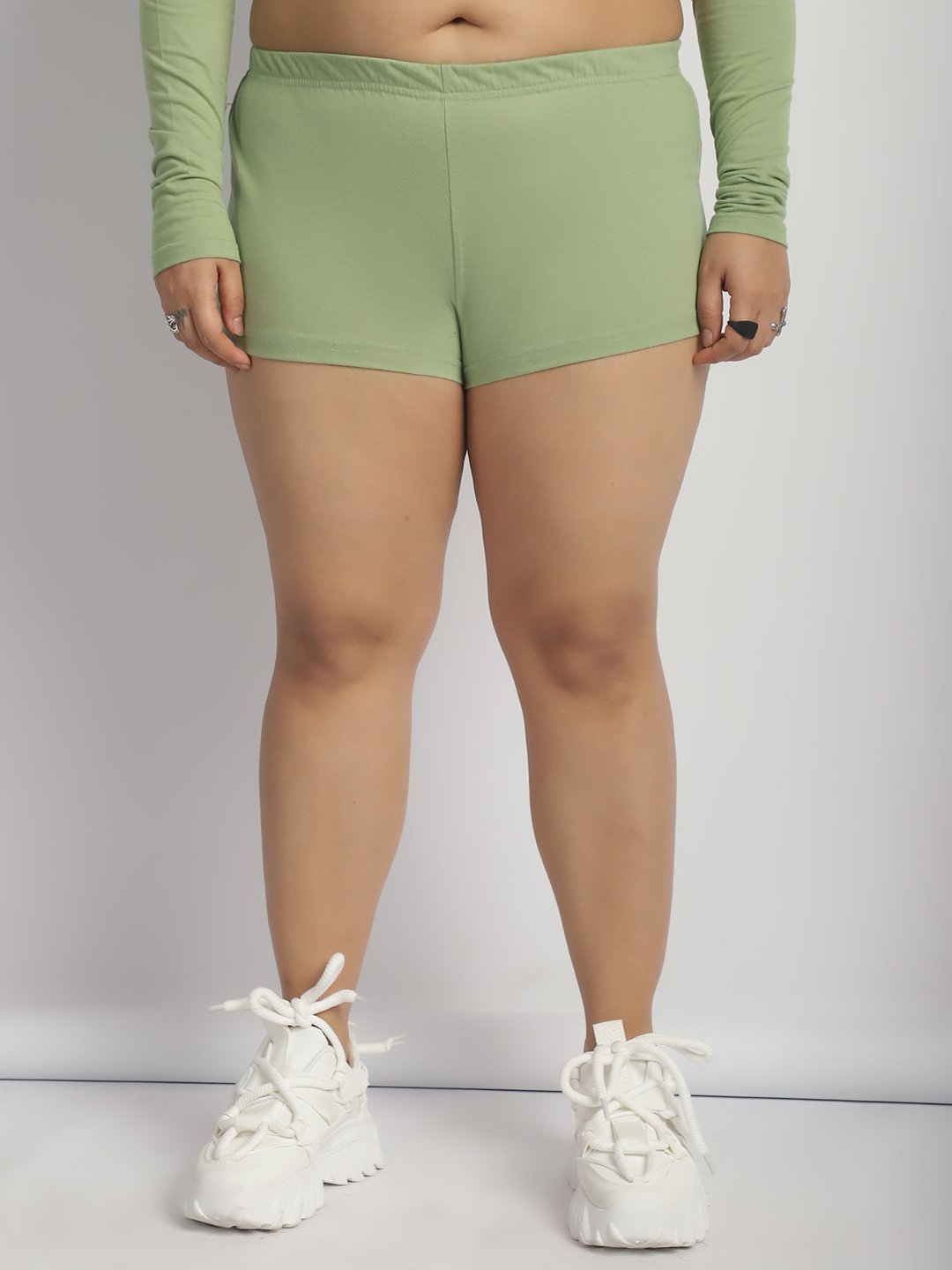 Cherry Pop Booty Shorts : Sage Green Color