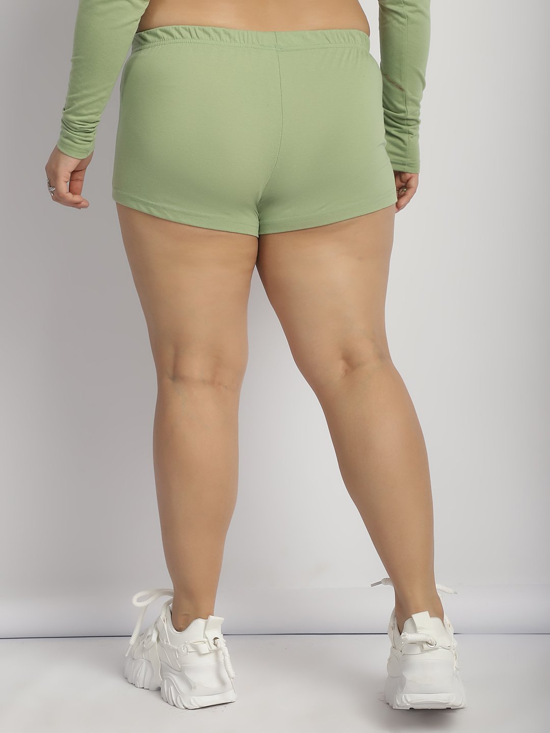 Cherry Pop Booty Shorts : Sage Green Color