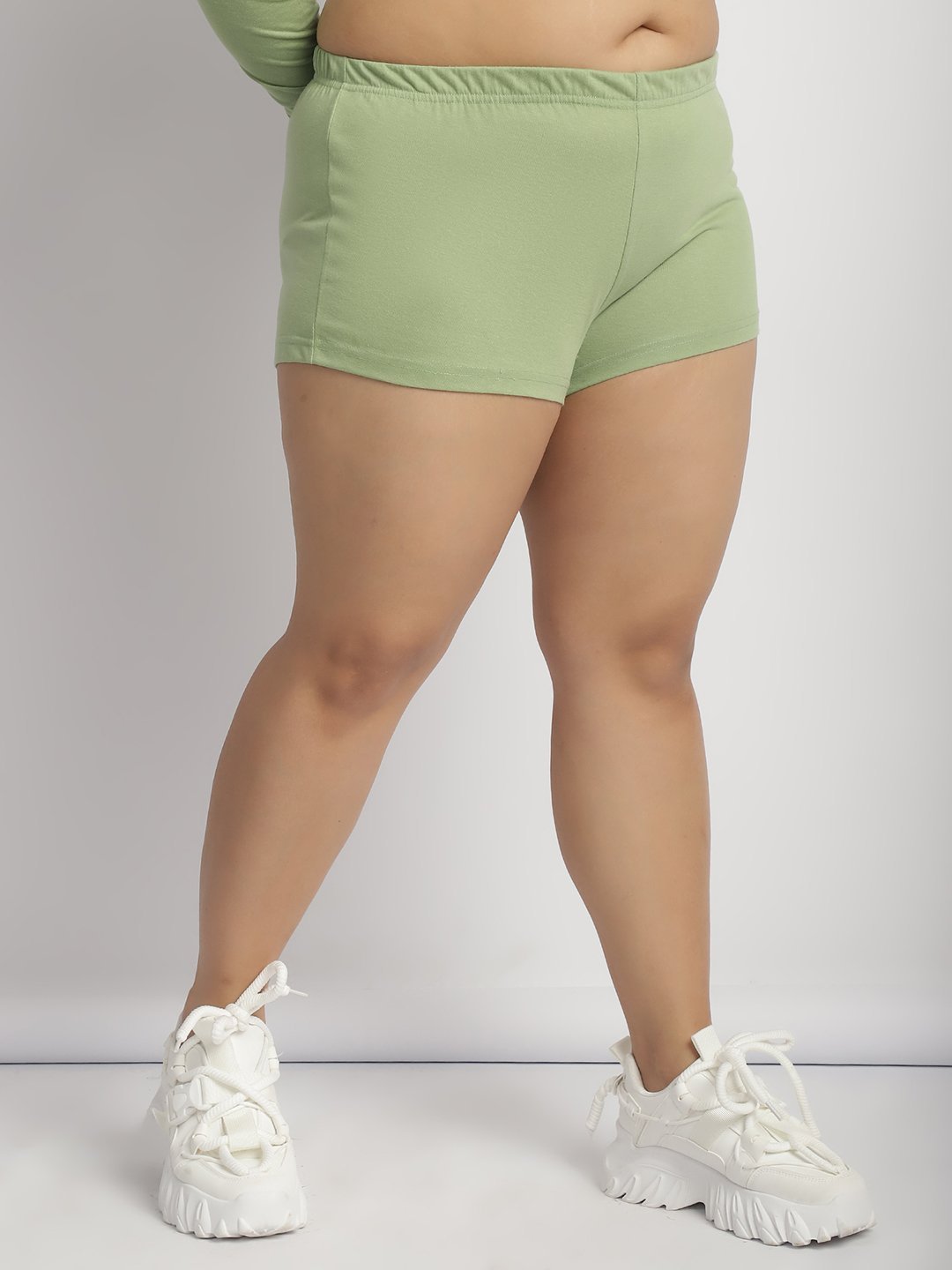 Cherry Pop Booty Shorts : Sage Green Color