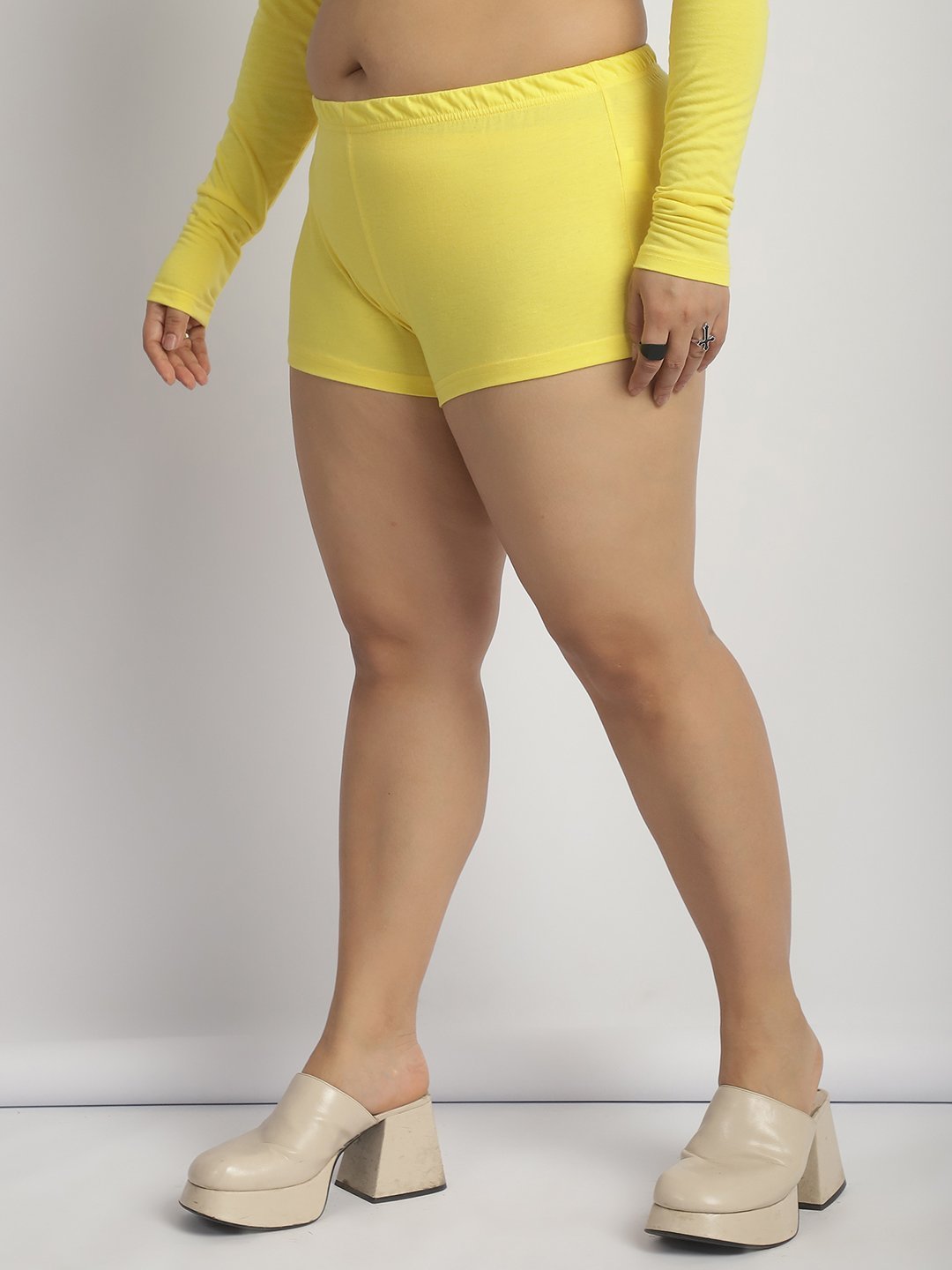 Cherry Pop Booty Shorts : Yellow Color