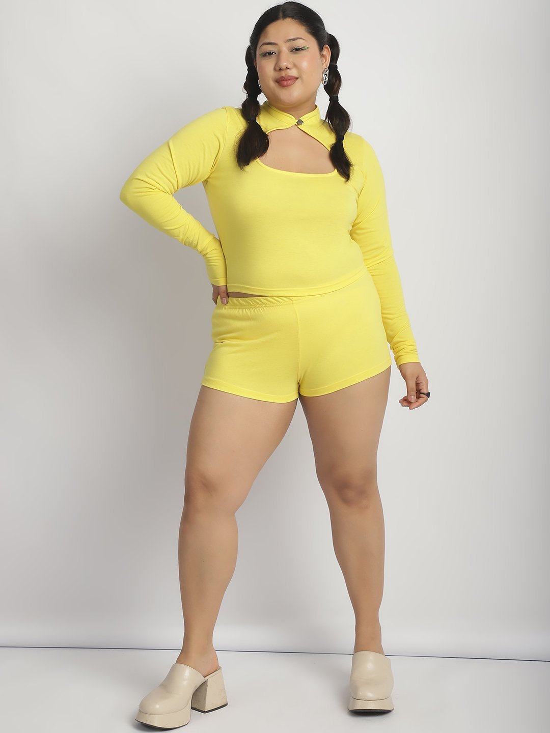 Cherry Pop Booty Shorts : Yellow Color