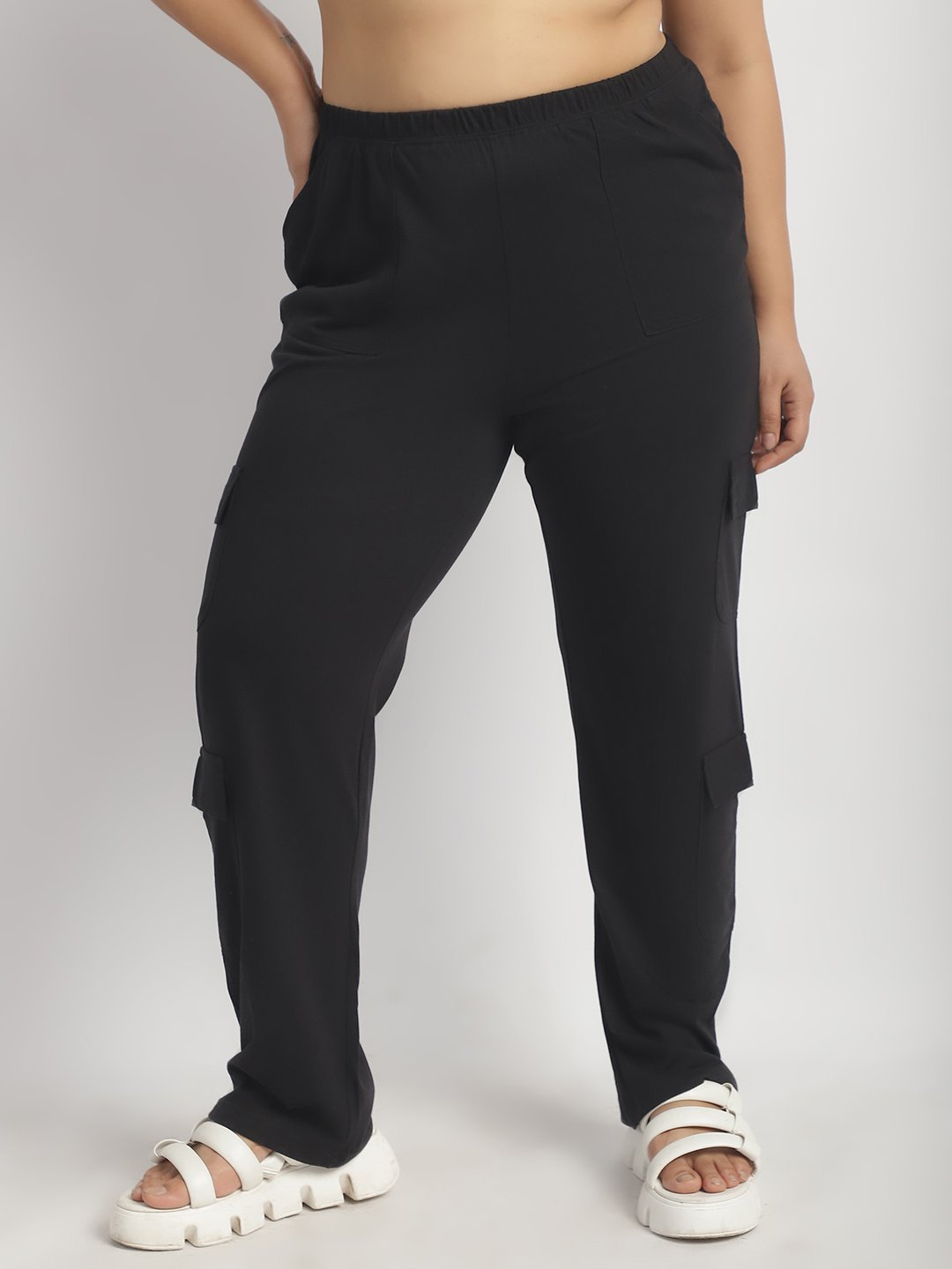 Sweet Escape Utility Cargo Pants: Black Color
