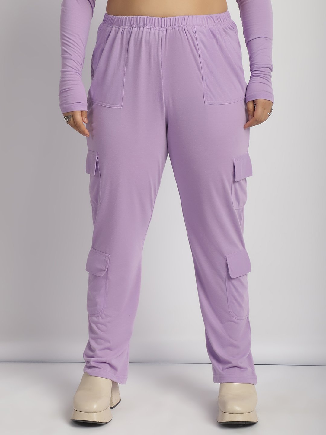 Sweet Escape Utility Cargo Pants: Lilac Color