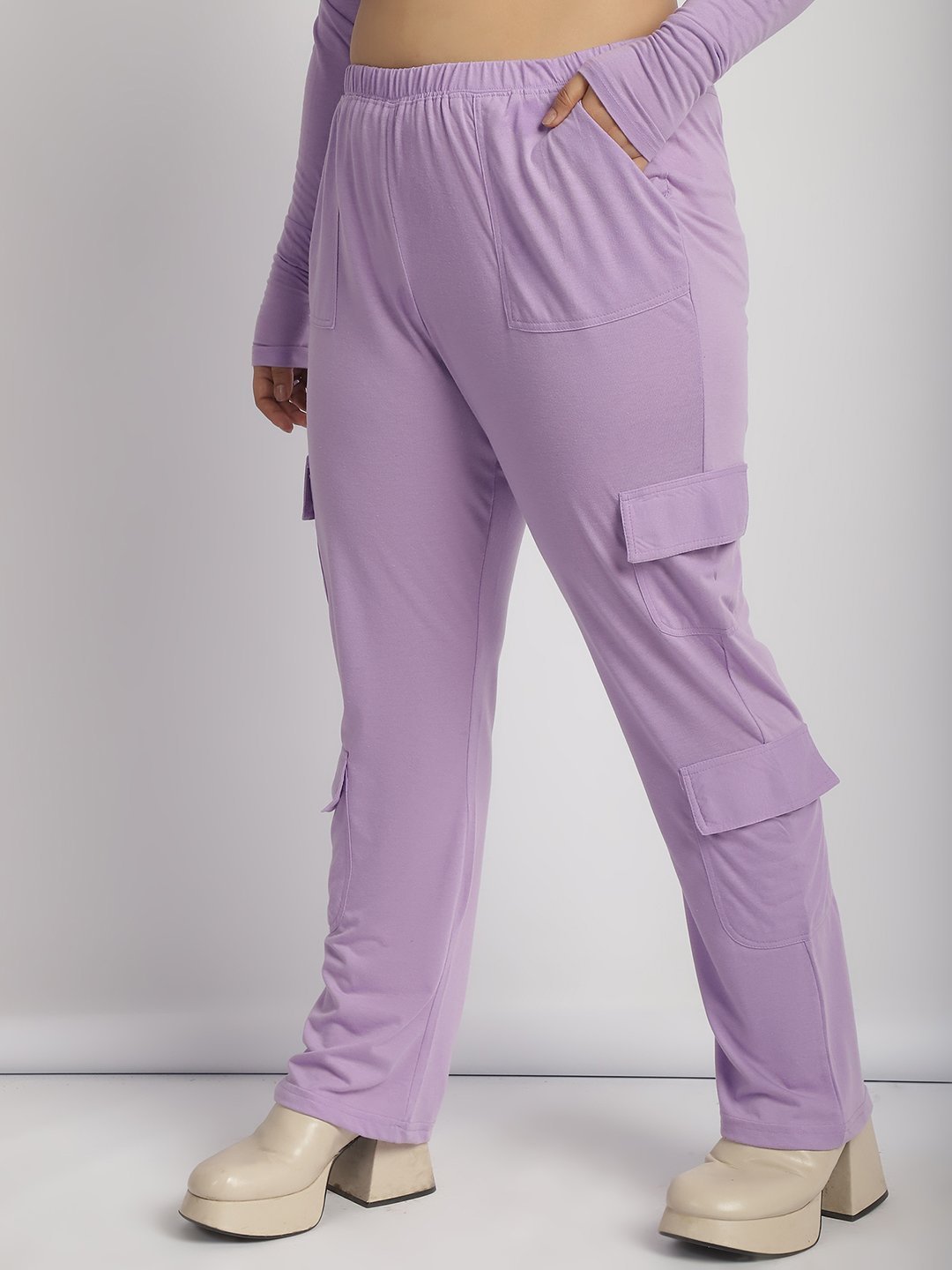 Sweet Escape Utility Cargo Pants: Lilac Color