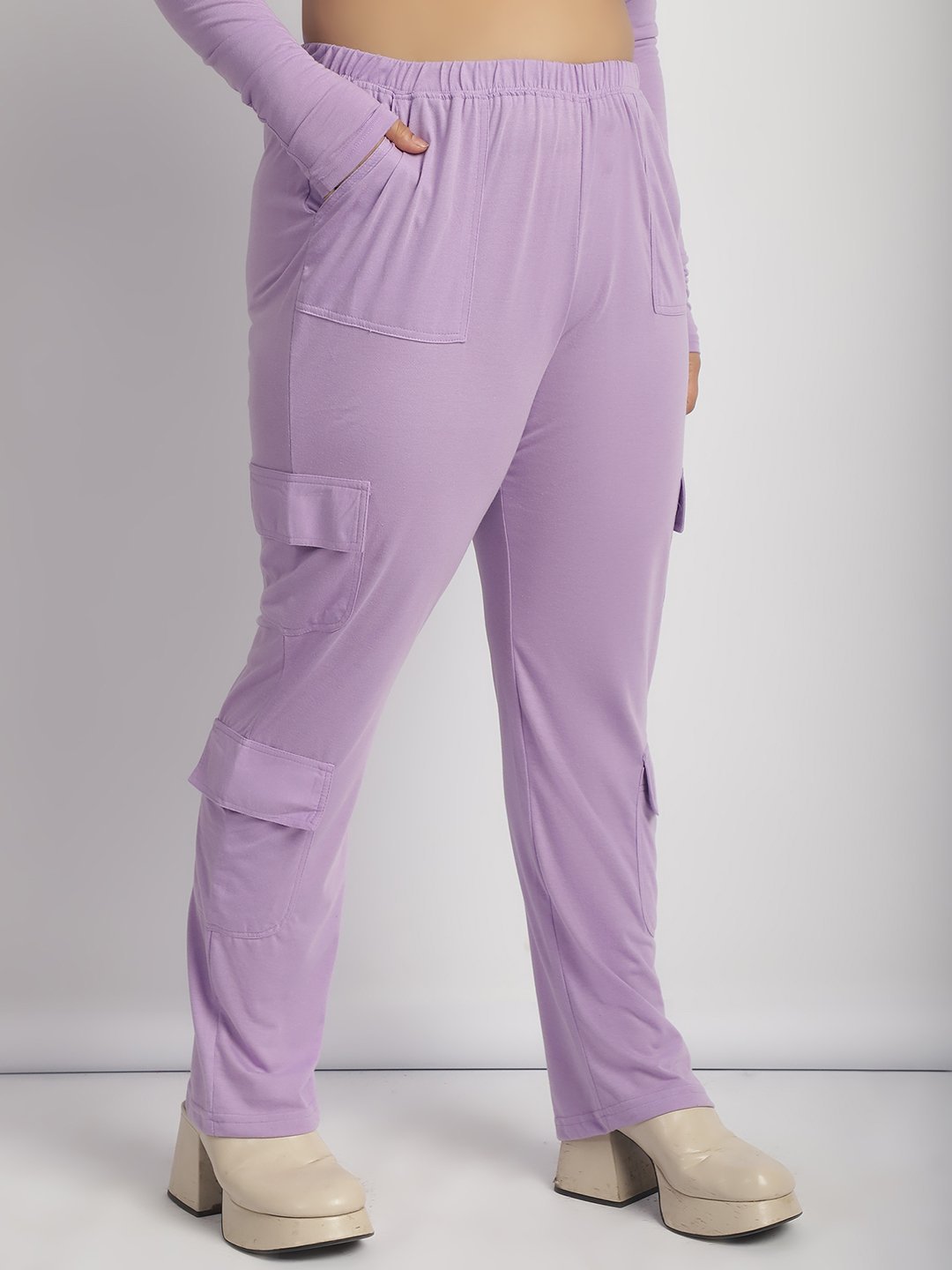 Sweet Escape Utility Cargo Pants: Lilac Color