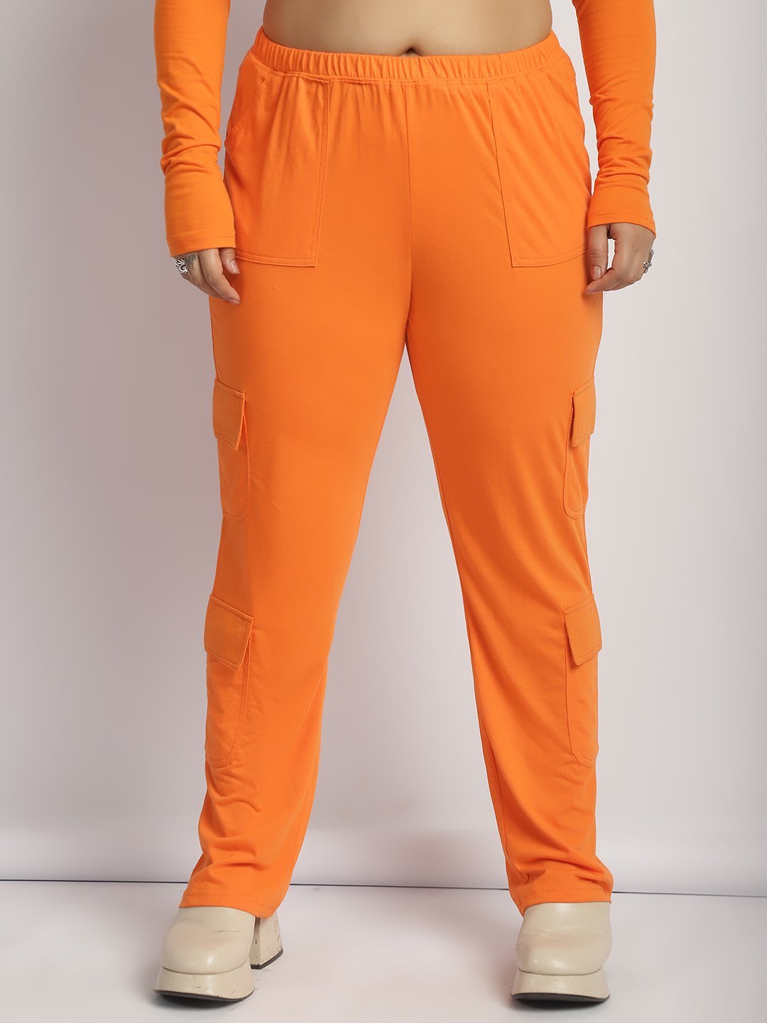 Sweet Escape Utility Cargo Pants: Orange Color