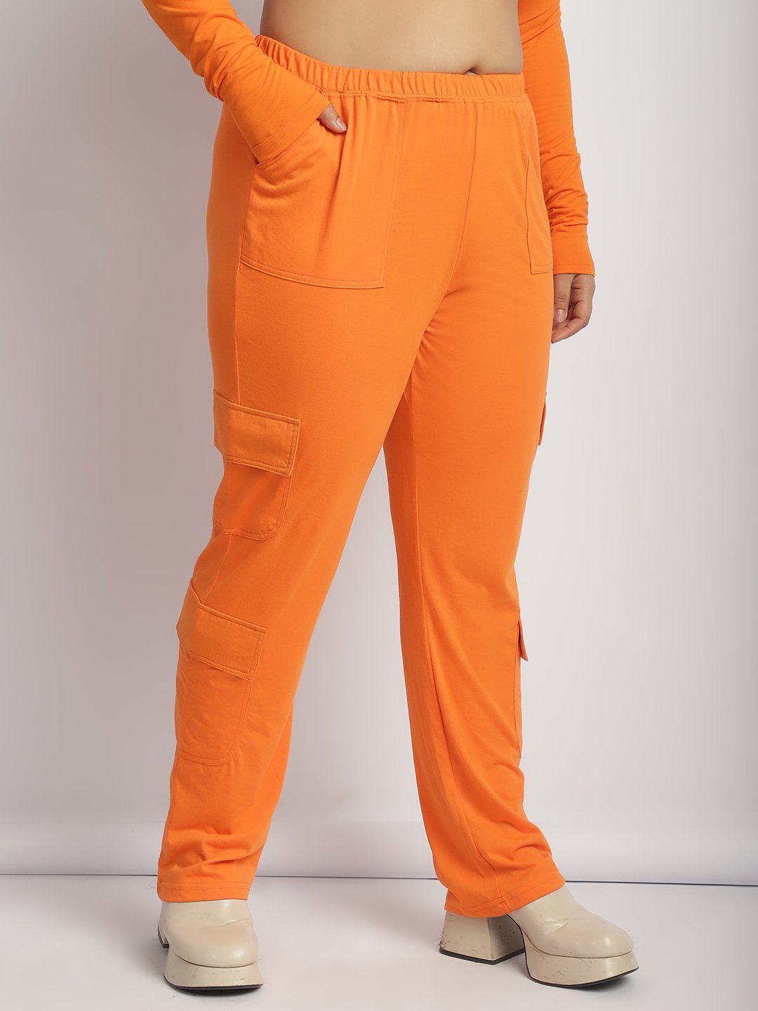 Sweet Escape Utility Cargo Pants: Orange Color