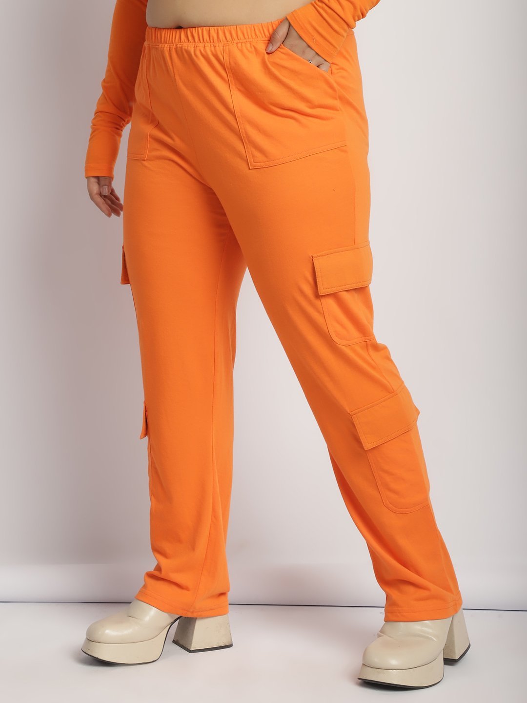 Sweet Escape Utility Cargo Pants: Orange Color