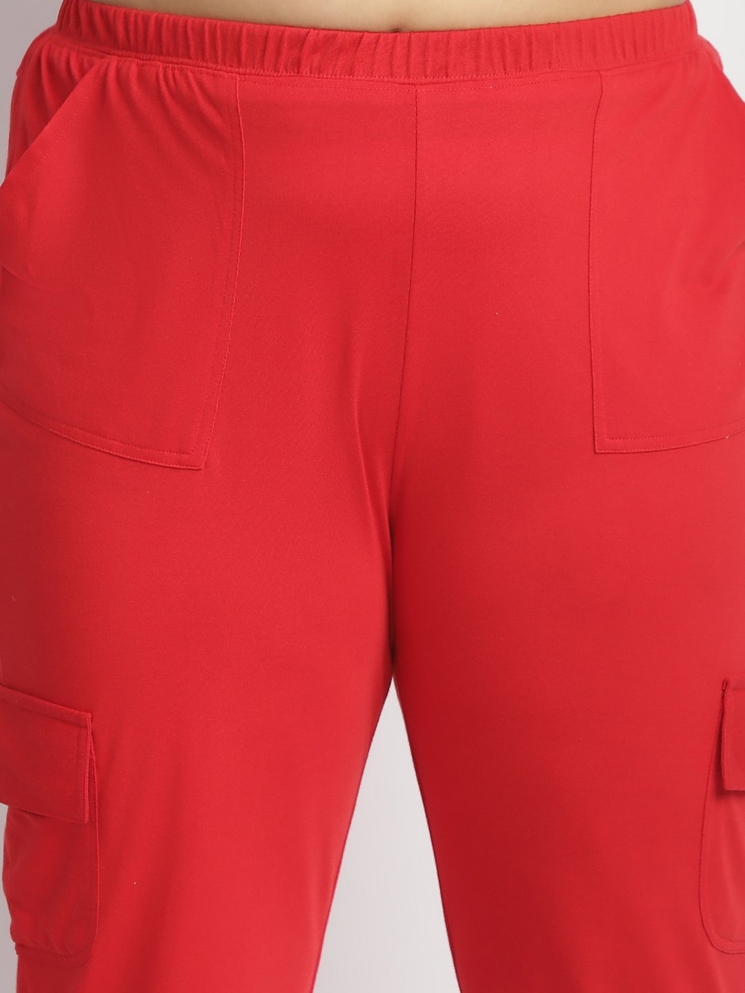 Sweet Escape Utility Cargo Pants: Red Color