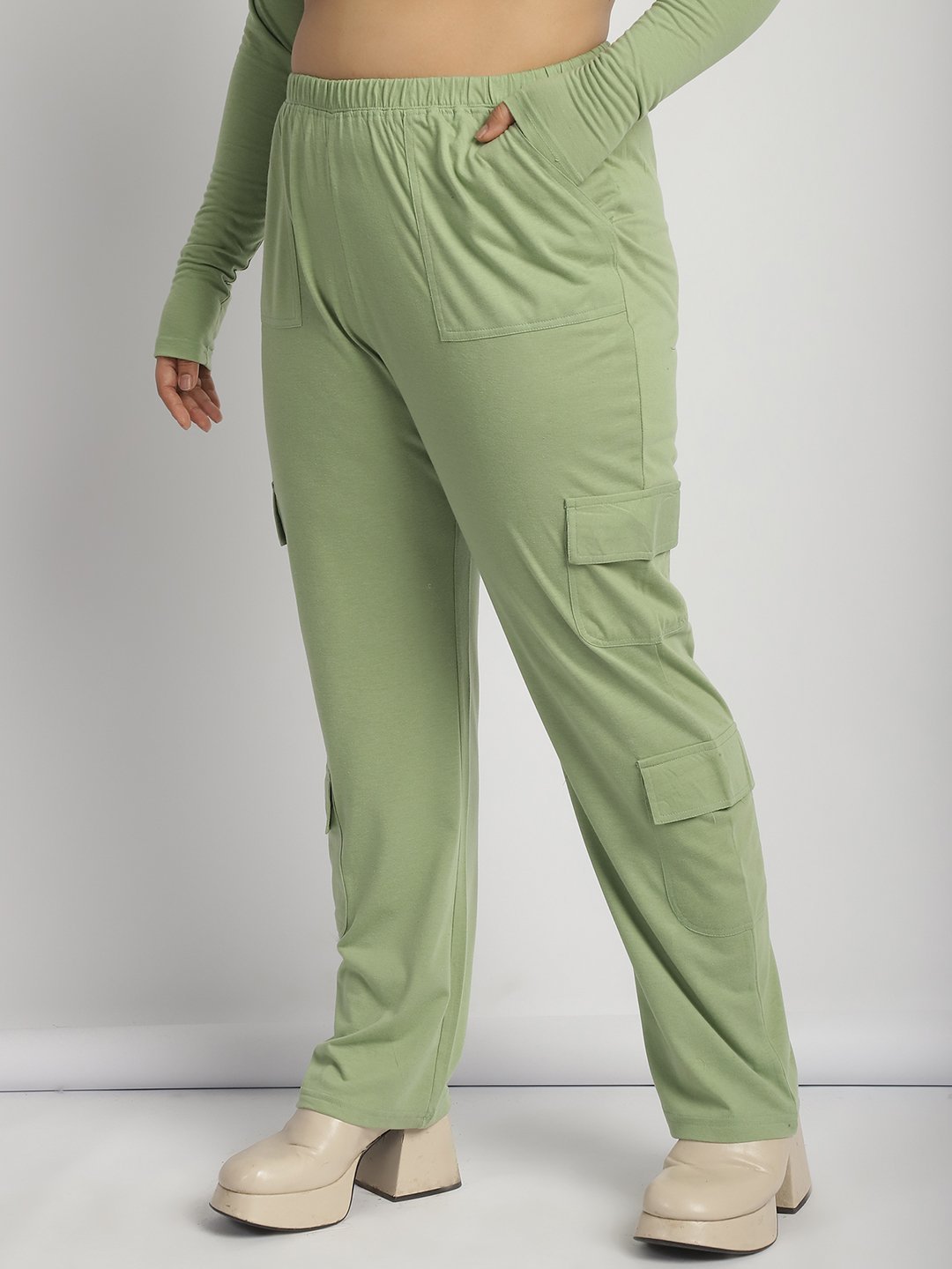 Sweet Escape Utility Cargo Pants: Sage Green Color