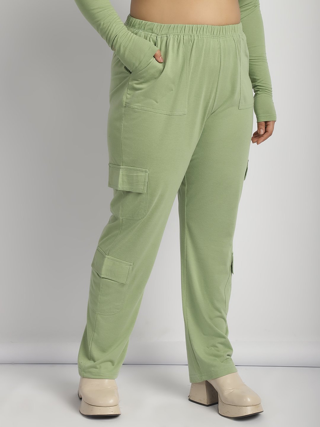 Sweet Escape Utility Cargo Pants: Sage Green Color