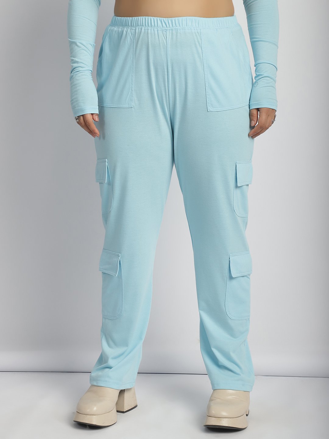 Sweet Escape Utility Cargo Pants: Sky Blue Color