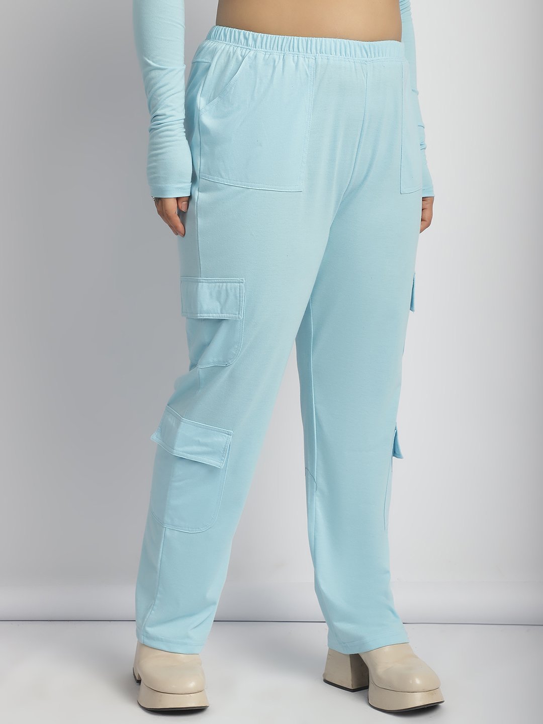 Sweet Escape Utility Cargo Pants: Sky Blue Color