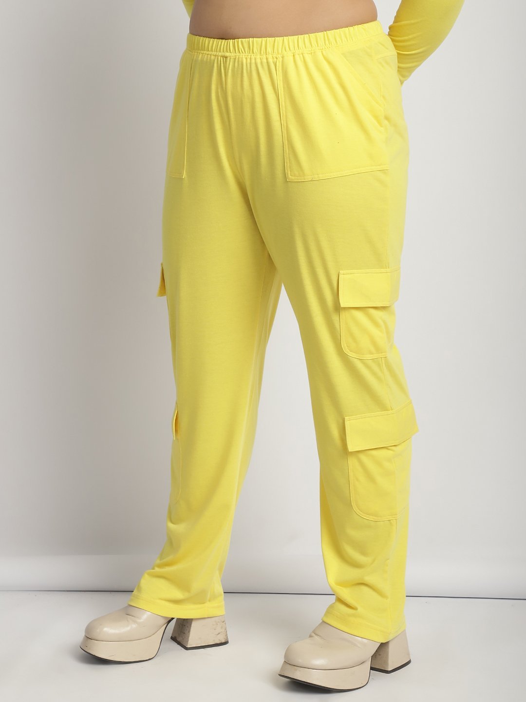 Sweet Escape Utility Cargo Pants: Yellow Color