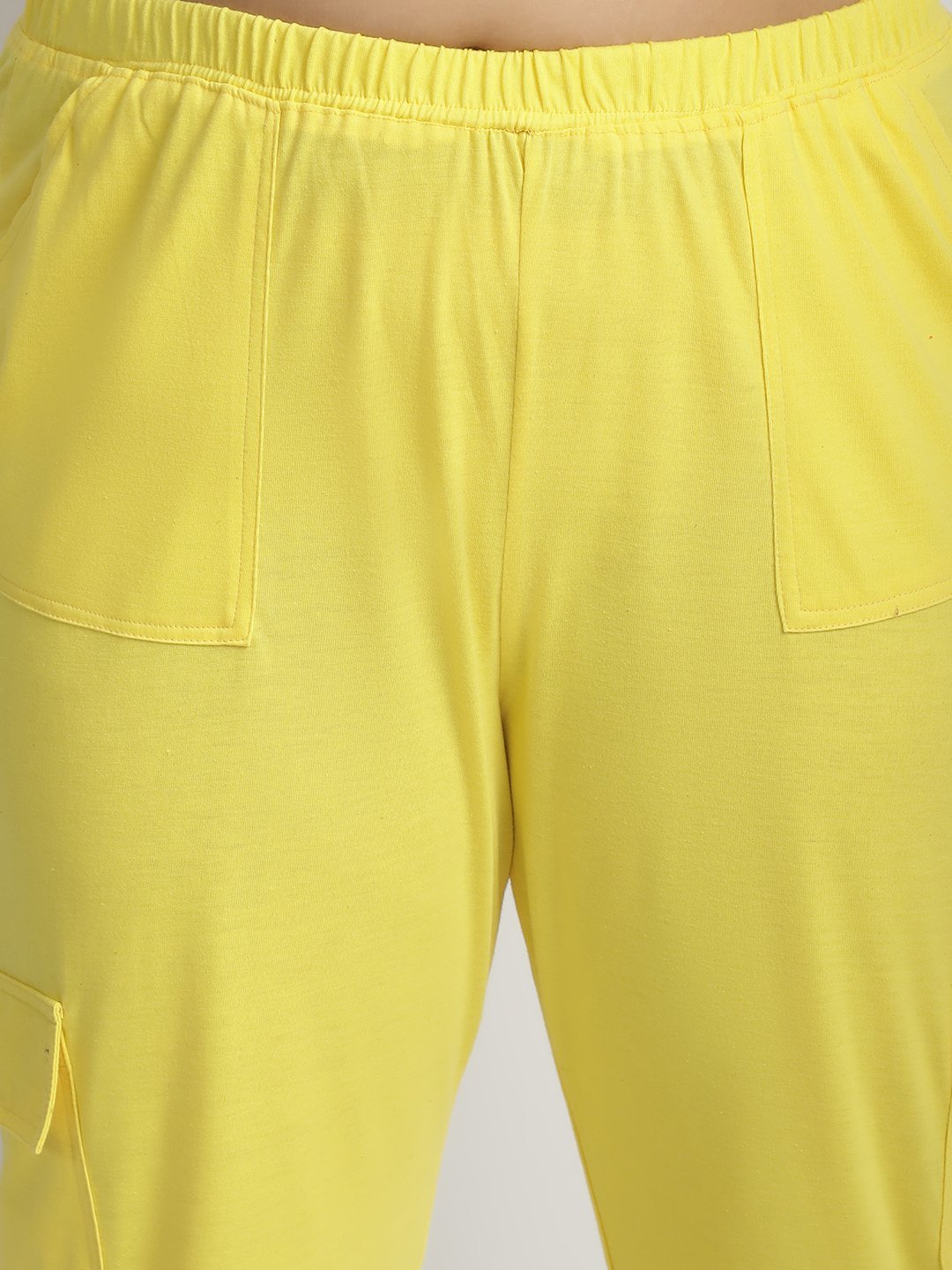 Sweet Escape Utility Cargo Pants: Yellow Color