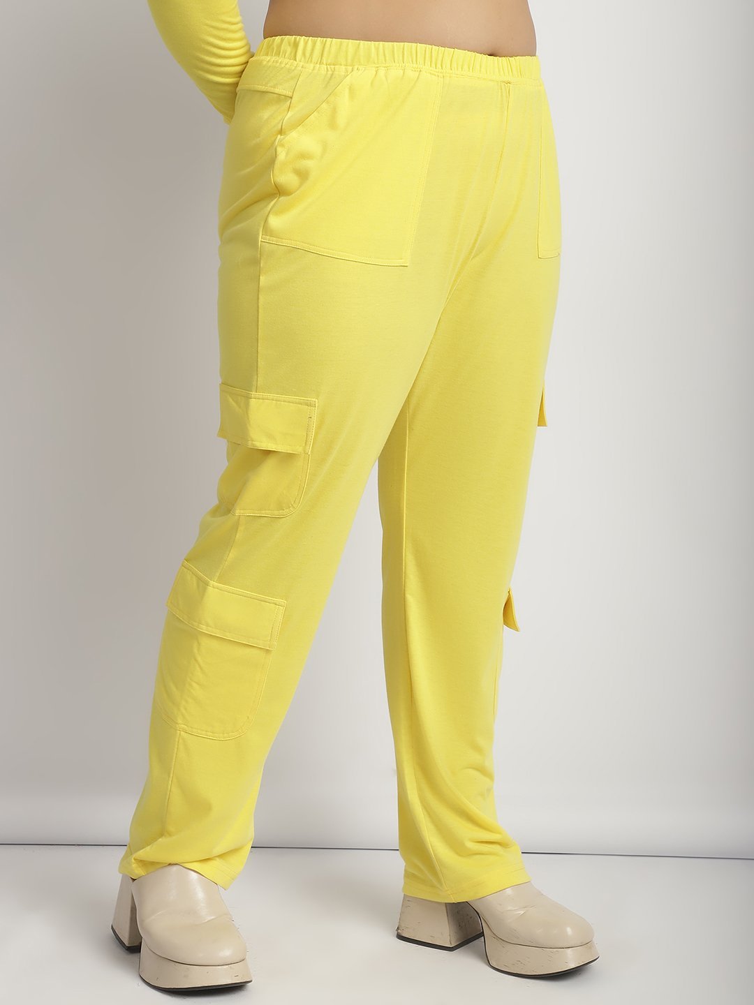 Sweet Escape Utility Cargo Pants: Yellow Color