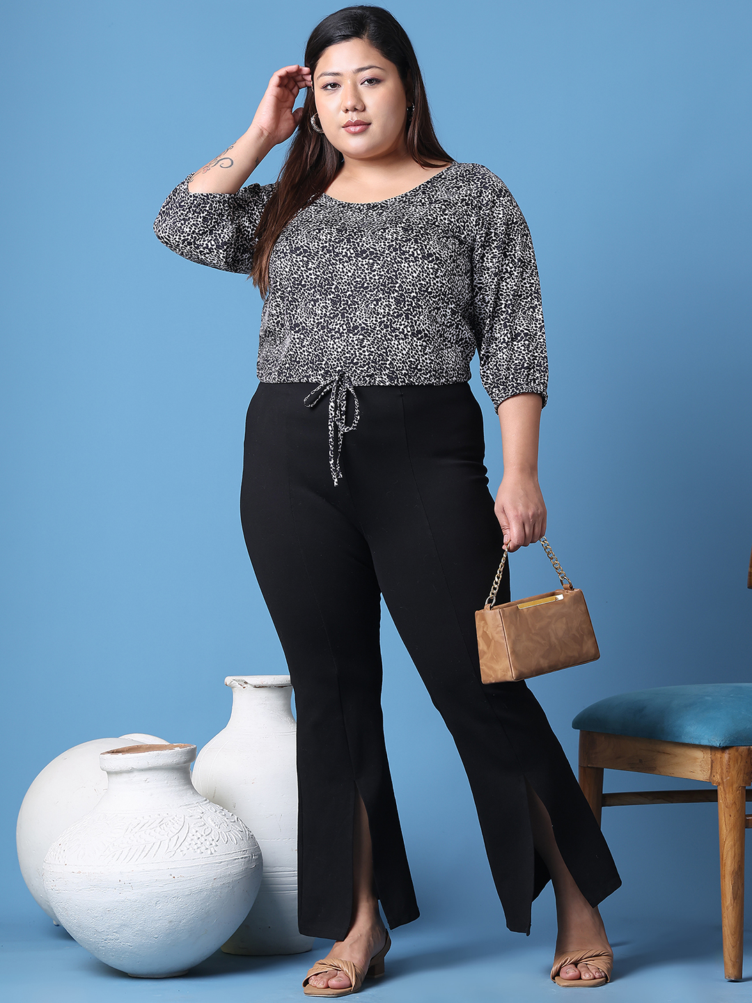 Women's Plus Size Tiger Printed Crepe Top