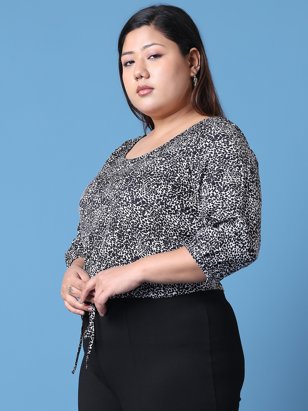 Women's Plus Size Tiger Printed Crepe Top