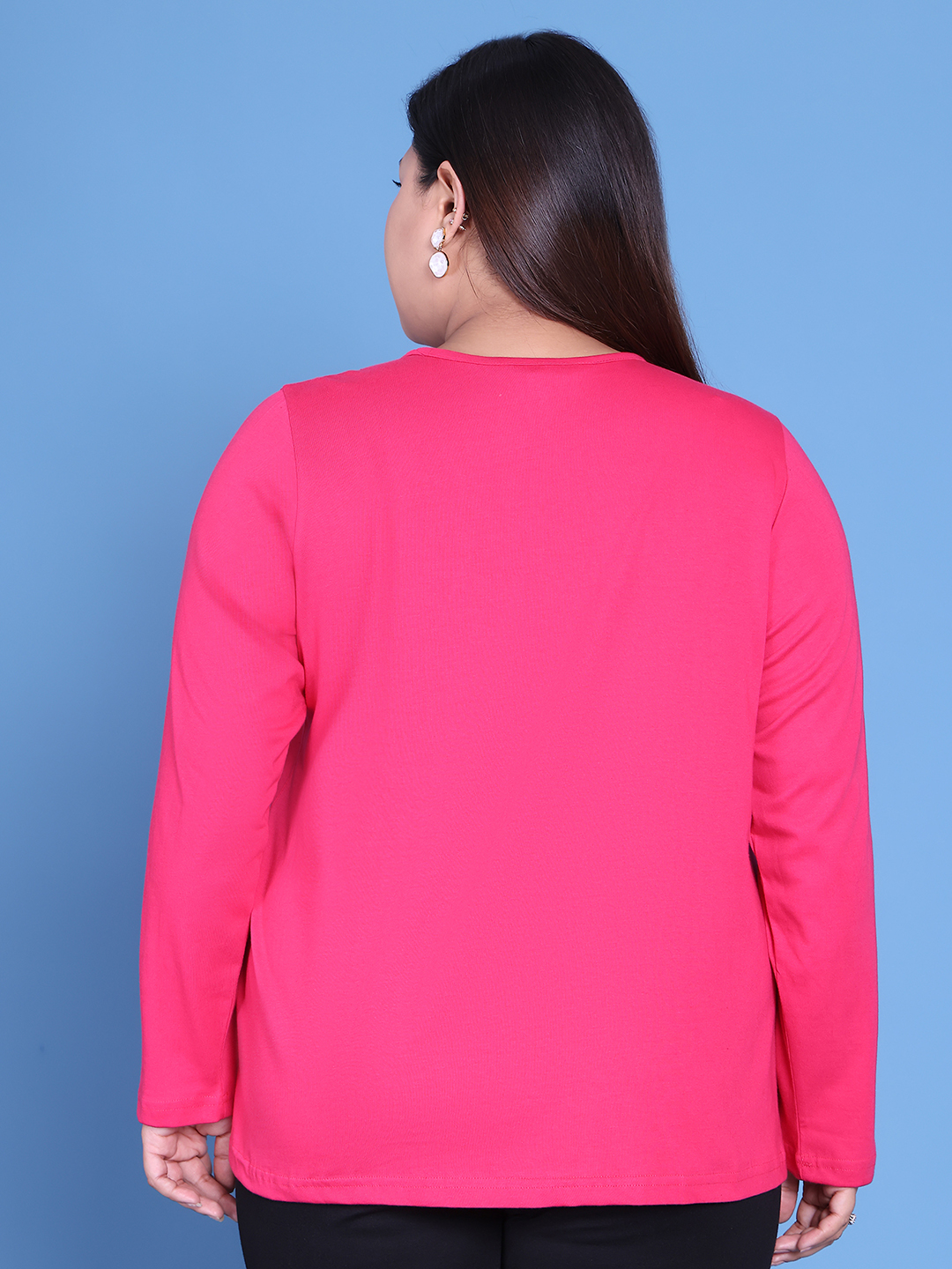 Women's Plus Size Fuchsia Solid Color Cotton Knitted Shrug