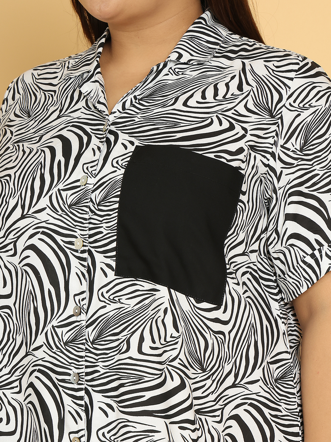 Women's Plus Size Black & White Zebra Printed A-Line Dress