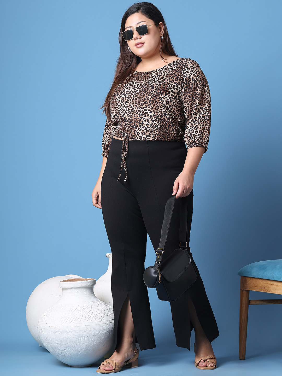 Women's Plus Size Animal Printed Crepe Top