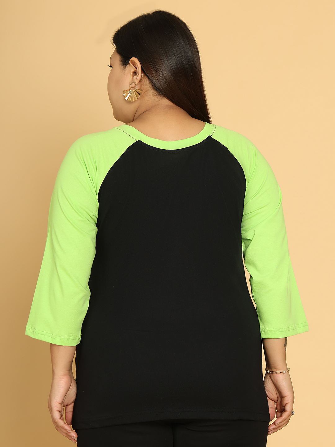 Women's Plus Size Black & BTGreen Color Block knitted t-shirt