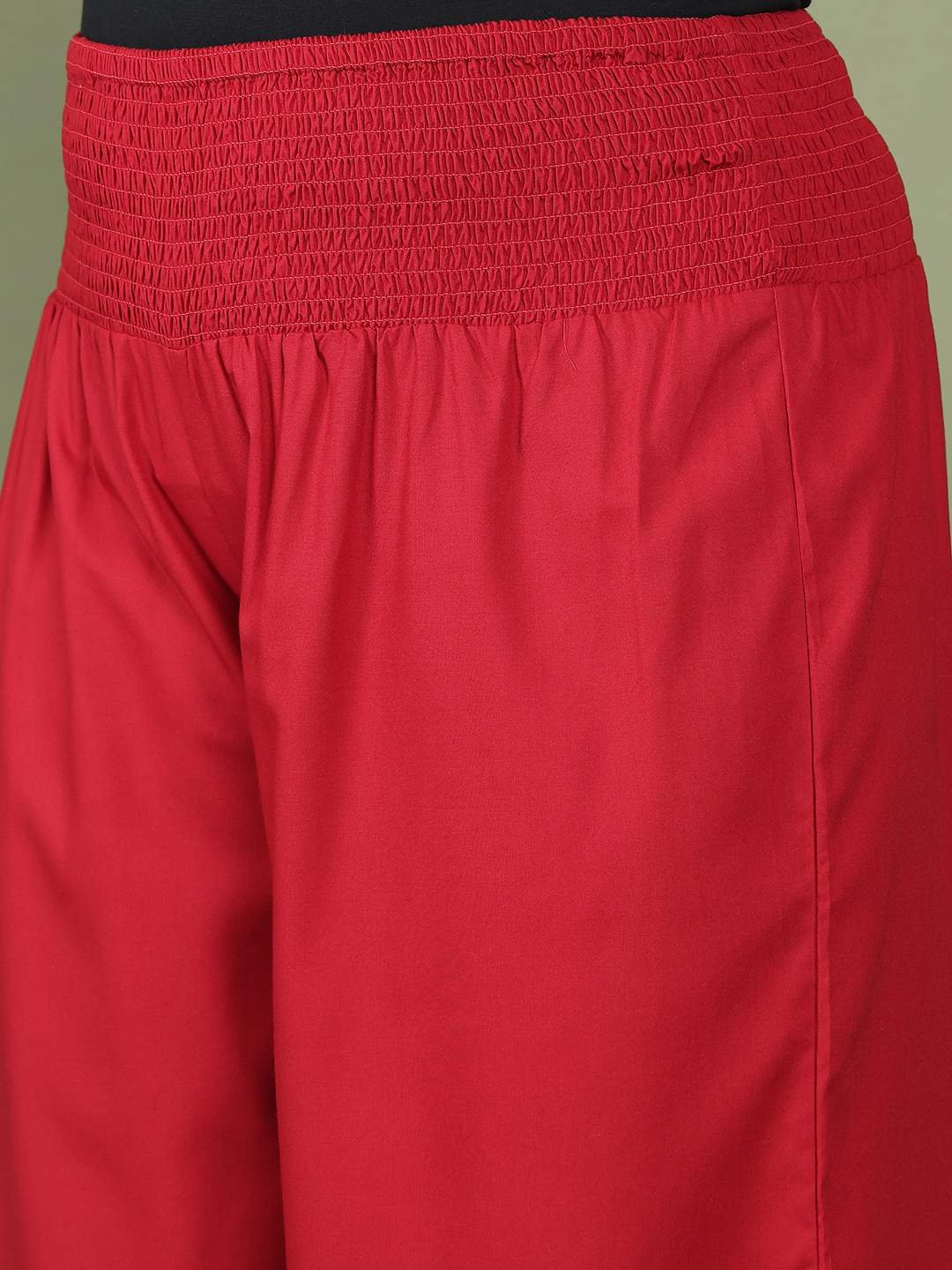 Women's Plus Size Maroon Solid Color Woven Wide Leg Flared Trouser
