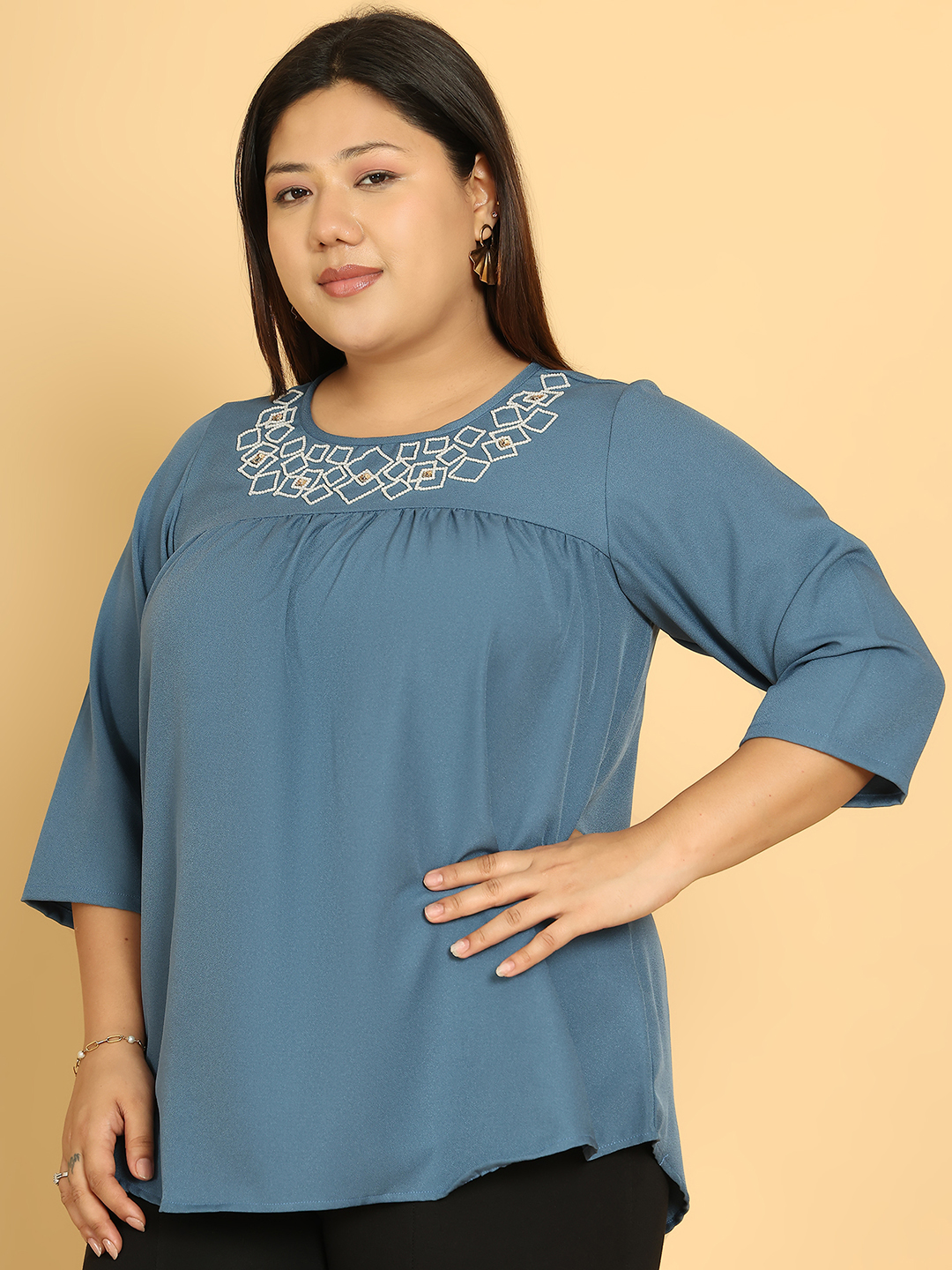 Square Affair Teal Top